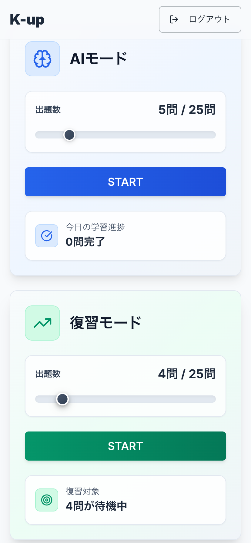 K-upダッシュボード - シンプルな2モード設計